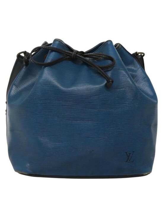 Authentic LOUIS VUITTON Epi Petit Noe Shoulder Bag Bicolor Black Blue M44152 - Picture 5 of 16